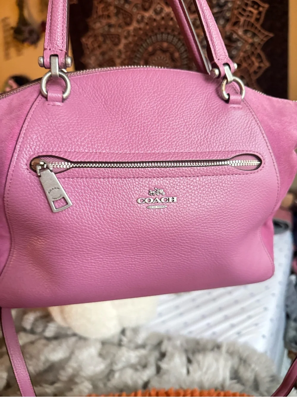 Coach pink leather prairie satchel handbag/crossbody